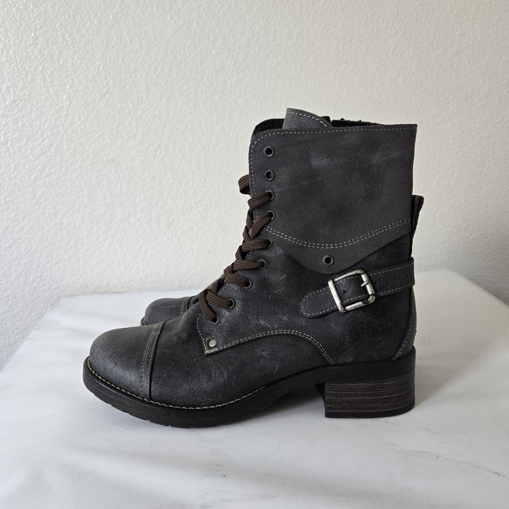 Taos Crave Boots Gray Leather Suede Lace-up Combat Moto Size 41 or US 10 / 10.5 - Picture 7 of 16